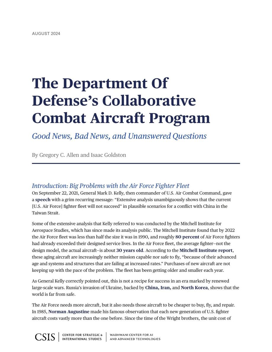 The Department of Defense’s Collaborative Combat Aircraft Program: Good News, Bad News, and Unanswered Questions cover